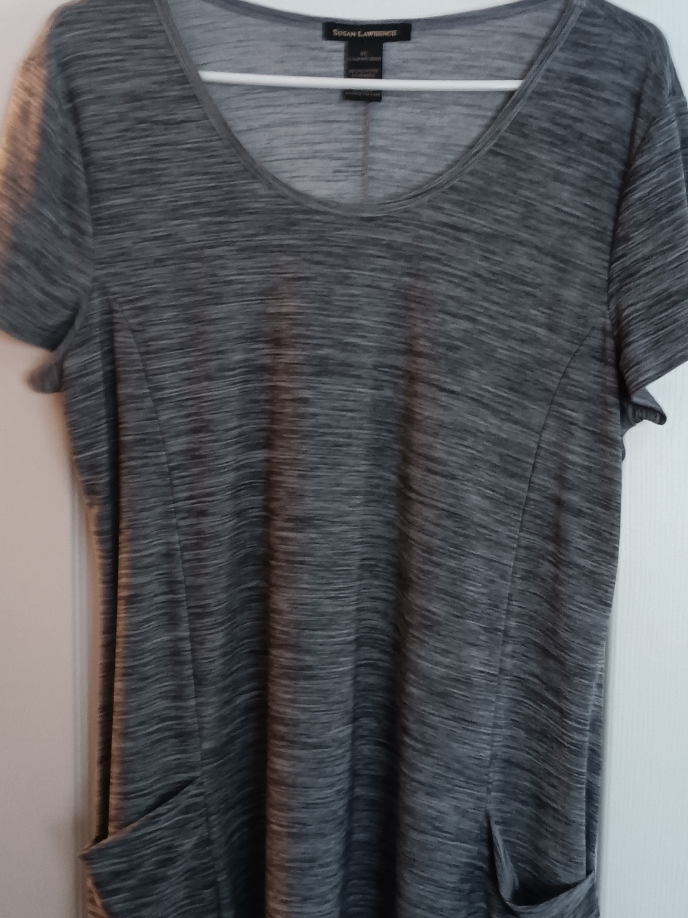 Susan Lawrence Gray Short Sleeve Scoop Neck Top